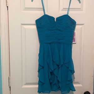 blue strapless dress